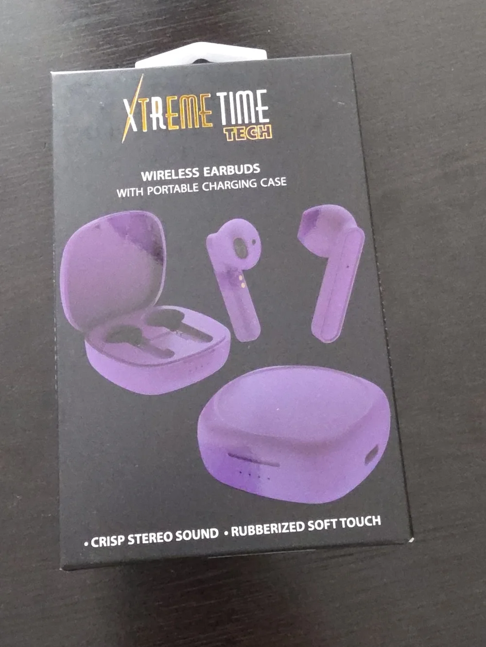 Purple Wireless Earbuds with Portable Charging Case